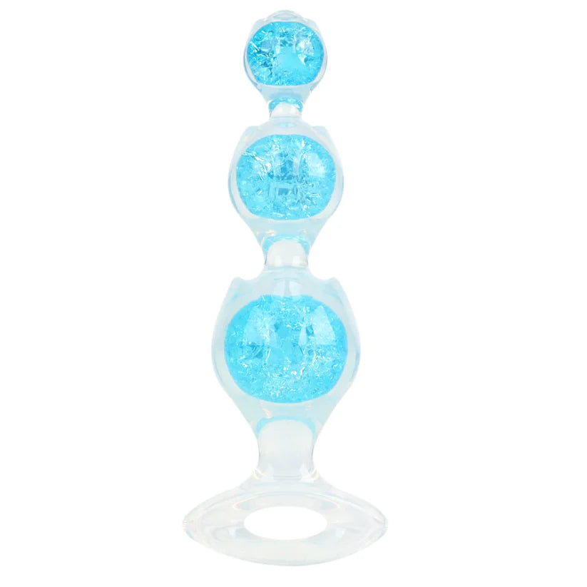 Silicone - Built-in Glass Balls - 3 Beads Anal Trainer - Safety Pull Ring Anal Toy
