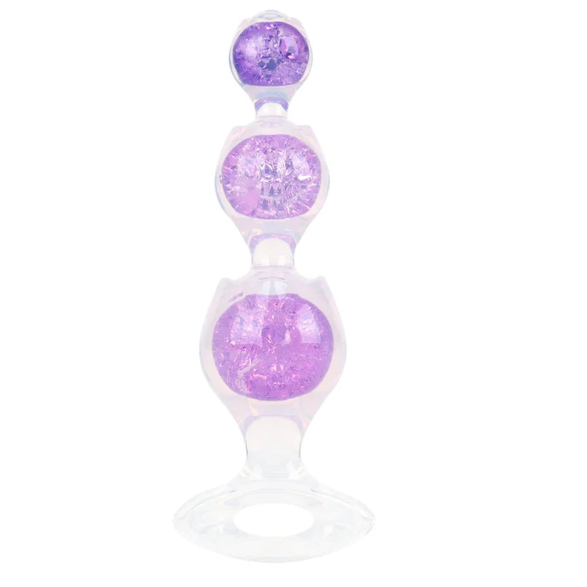 Silicone - Built-in Glass Balls - 3 Beads Anal Trainer - Safety Pull Ring Anal Toy